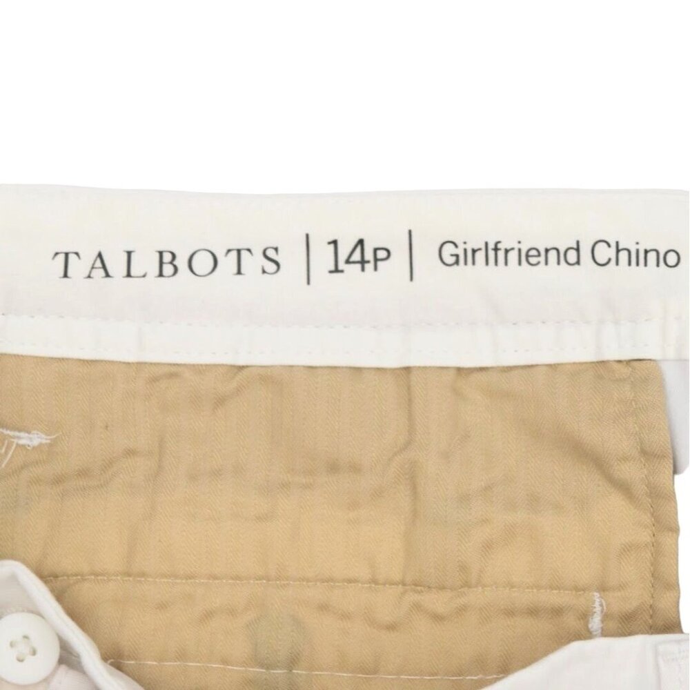 Talbots Girlfriend Chino Pants Womens 14P Embroidered Pineapples White Ankle - Picture 6 of 8